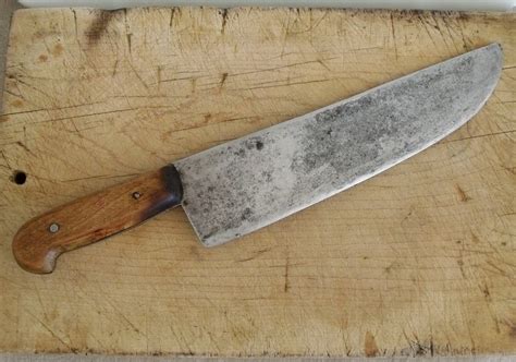 Large Antique Hand Forged Carbon Steel Industrial Chef Knife