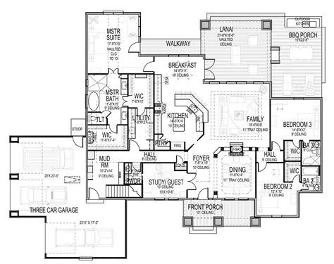 First Floor Plan image of Craftsman 3 bedroom house blueprint Bungalow ...