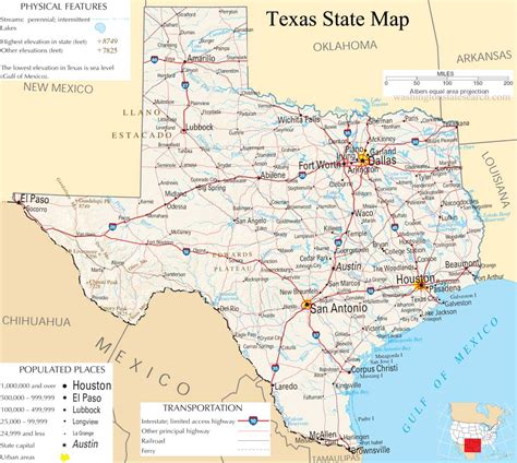 Texas State Map - Large Detailed Map of Texas State USA