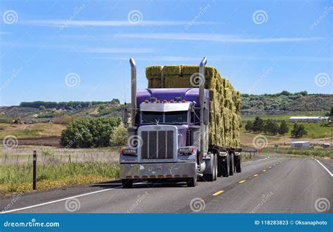 Semi Truck with Trailer Driving on Highway Editorial Stock Photo ...