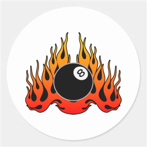 Flaming 8 Ball Classic Round Sticker | Zazzle