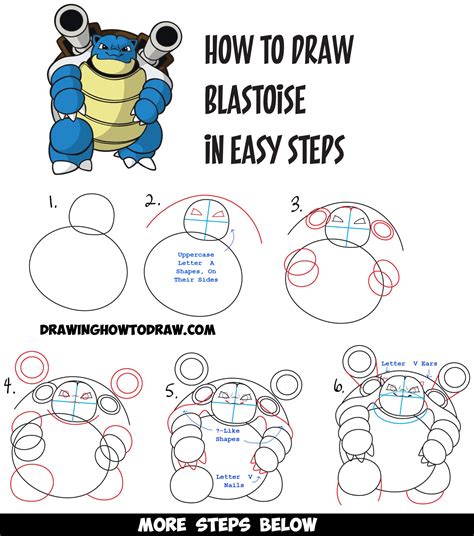 How to draw blastoise from pokemon easy drawing tutorial for kids – Artofit