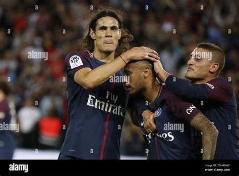 PSG's Neymar celebrates after scoring the 1-1 goal during the French ...