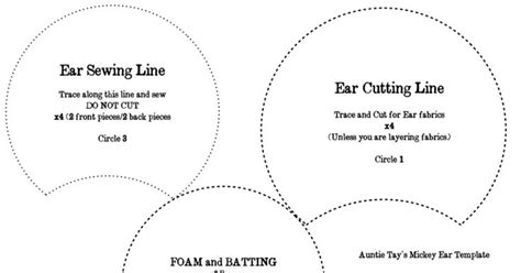 template measurements for making no sew mickey ears - Bing | Patchwork, Tiaras, Molde