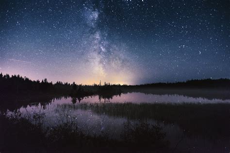 Download Starry Sky Star Milky Way Reflection Lake Nature Night HD ...