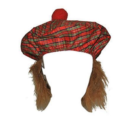 Scottish Irish Tam Hat Plaid Tam O Shanter With Hair Costume Matches ...