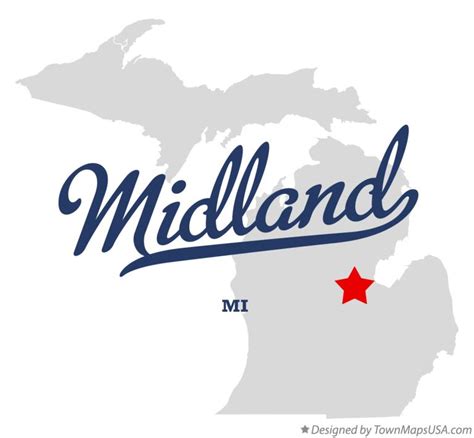 Map of Midland, MI, Michigan