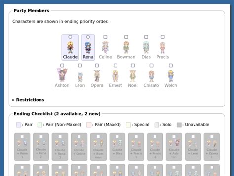 Star Ocean: The Second Story R Ending Checklist by Pixel Poppers