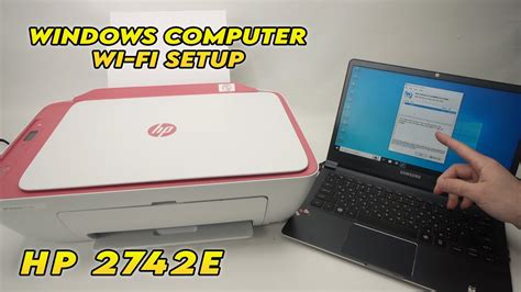 Wireless Setup of HP DeskJet 2742e Printer to PC Windows Computer - YouTube