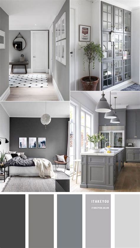 a collage of photos with gray and white colors in the kitchen, living room, dining room