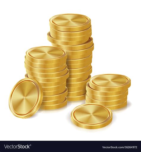 Gold coins stacks golden finance icons Royalty Free Vector