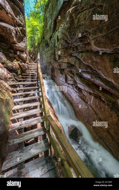 Flume Gorge in Franconia Notch State Park, New Hampshire Stock Photo - Alamy