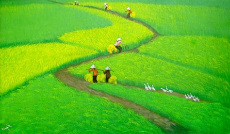 To Ngoc | Original Asian Art | Sun on the Rice Field 1