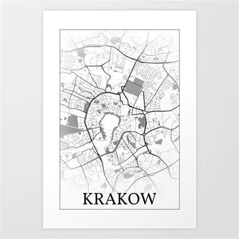 Kraków, Poland, city map Art Print by dandi studio | Society6