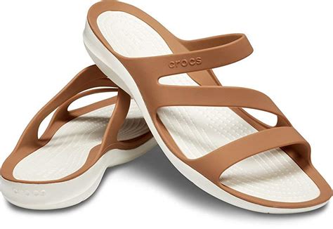 Crocs Womens swiftwater Open Toe Casual Slide Sandals, Bronze/Oyster ...