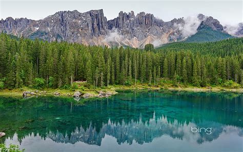 HD wallpaper: Green lake-September 2013 Bing wallpaper, reflection ...