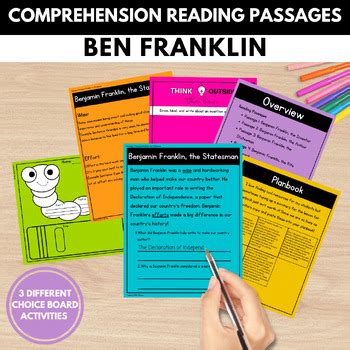 Benjamin Franklin | Comprehension Reading Passages | Choice Board | PlanBook