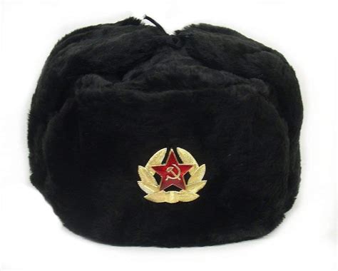 Hat Russian Soviet Army Black KGB * Fur Military Cossack Ushanka * Size ...