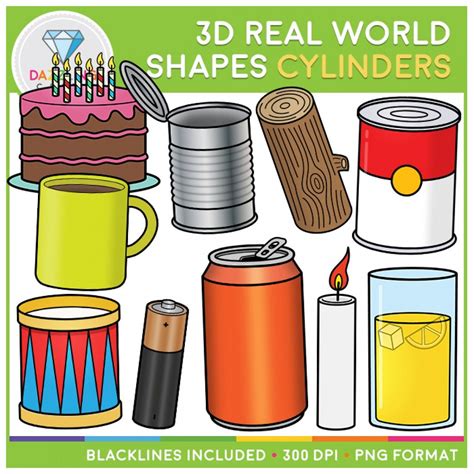 3D Shapes in Real Life Clip Art BUNDLE Cylinder Candles, Log Candles, Cylinder Shape, Shapes ...