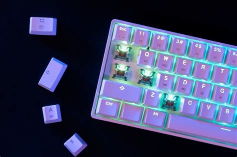 Free Photo | Top view white keyboard with lights