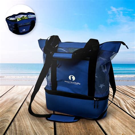 Blue Combo Beach Bag & Cooler + 4 ice packs – Red Suricata