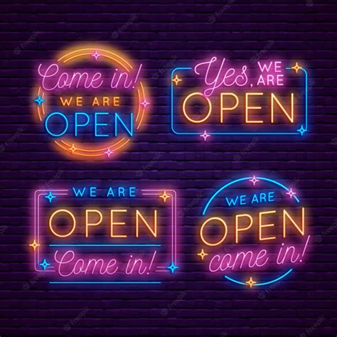 Free Vector | Collection of re-opening neon signs