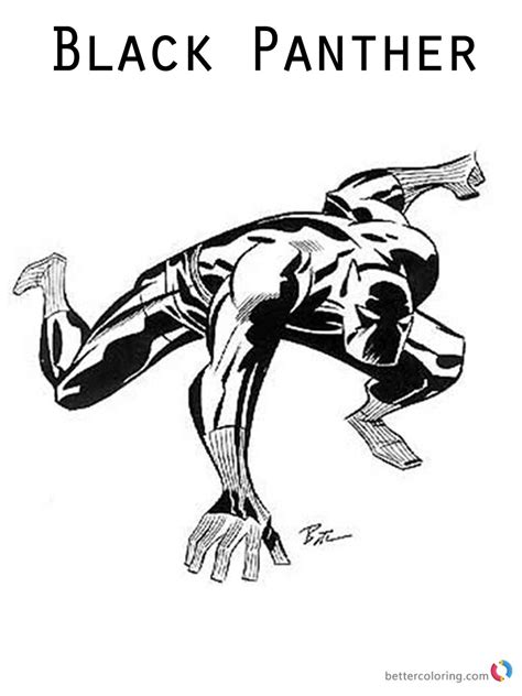 Black Panther Coloring Pages Marvel Superhero Ready to Fight - Free Printable Coloring Pages