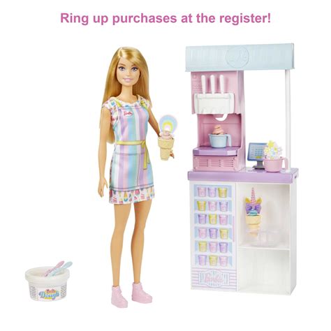 Barbie Ice Cream Shop Playset With 12 In Blonde Doll, Ice Cream Making ...