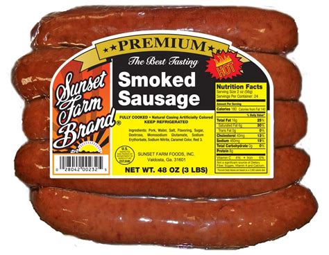 Smoked Sausage Hot 3 lb. - Sunset Farm Foods