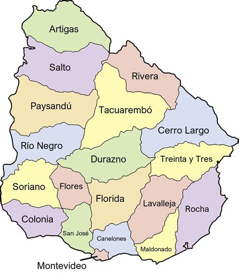 ⊛ Mapa de Uruguay 🥇 Político & Físico Nombres | Colorear | 2022