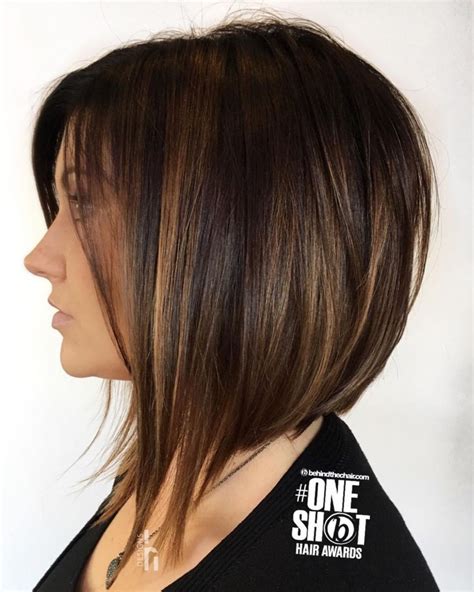 Angled Bob With Partial Highlights | Hair styles, Brown hair with highlights, Short straight hair