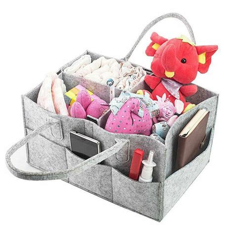 Baby Diaper Organizer Caddy Felt Changing Nappy Kids Storage Carrier ...