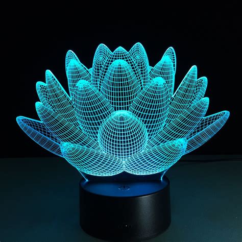 Lotus Bloem 3D USB LED Nachtlampje Kleuren Verande... – Grandado