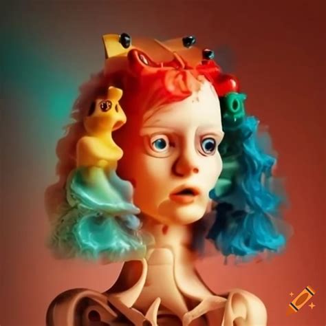 Strange surrealist toys like trucks, dolls, legos, houses, soldiers ...