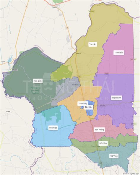 Map of Tan Bien district - Tay Ninh