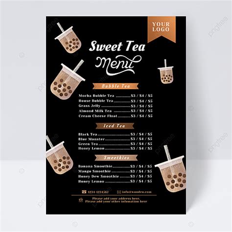 Black Milk Tea Shop Menu Design Template Download on Pngtree