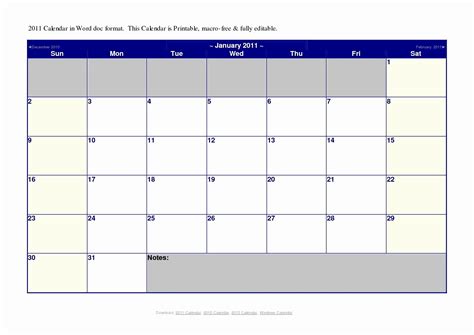 Word Monthly Calendar Template Word 2010 | Example Calendar Printable