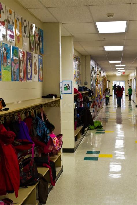 Elementary school hallway stock image. Image of artwork - 28779045