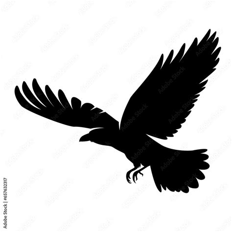 flying raven silhouette vector illustration logo icon clipart isolated on white background Stock ...