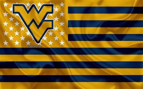 Download wallpapers West Virginia Mountaineers, American football team, creative American flag ...