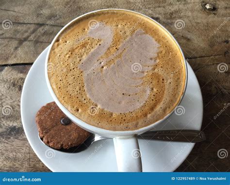 Latte Art. Swan coffee. stock image. Image of cappucino - 122957489