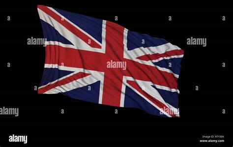 3D rendering of a British flag. The flag develops smoothly in the wind ...