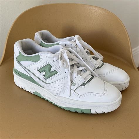 New Balance Women's White and Green Trainers | Depop