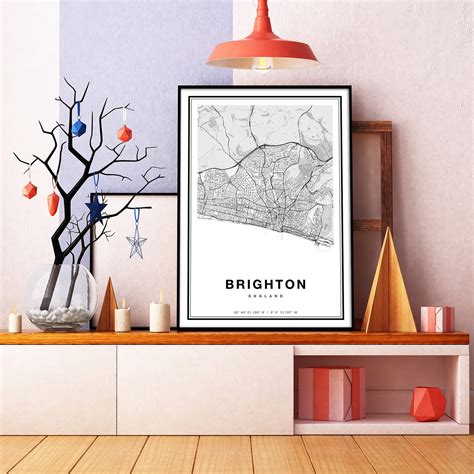 Brighton Map Print Map of Brighton City Map Brighton Print | Etsy