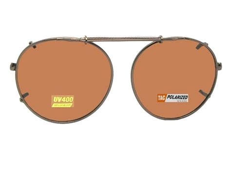 Buy Semi Round Polarized Clip On Sunglasses (Dark Bronze-Polarized Amber Lens, 48mm Wide x 46mm ...