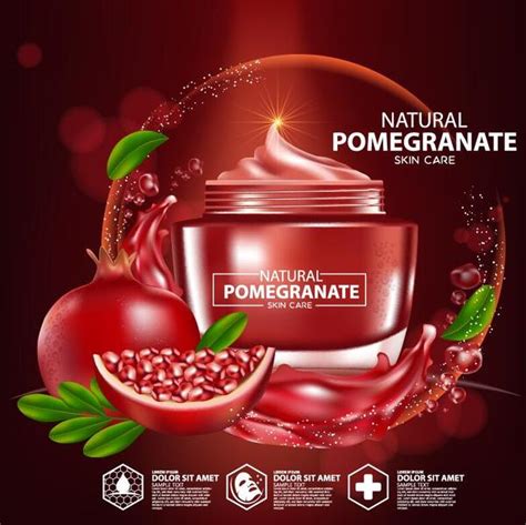 Pomegranate skin care cosmetic advertising poster vectors 03 free download