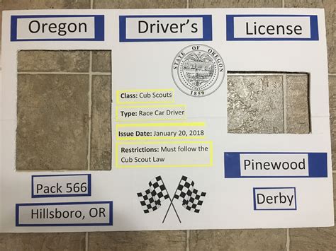 Pinewood Derby License Template