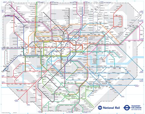 Mapa de trem ubano de Londres : estações e linhas