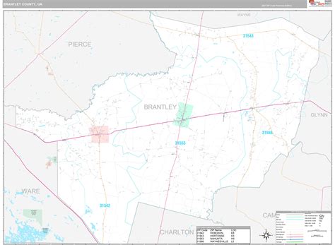 Brantley County, GA Wall Map Premium Style by MarketMAPS - MapSales.com