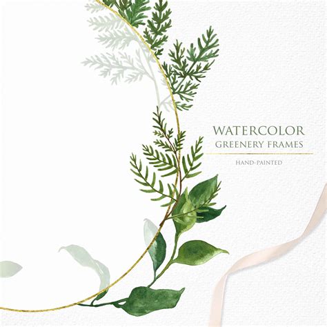 Watercolor Greenery Leaves Leaf Frame Frames Borders Clipart (597174 ...